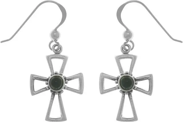 Main image of Jewelry Trends Sterling Silver Celtic Cross Dangle Earrings Created Black Onyx