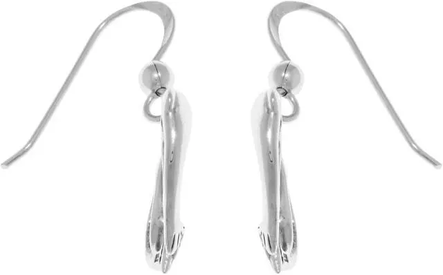 Alt view image 3 of 3 - Jewelry Trends Sterling Silver Kissing Love Dolphins Dangle Earrings
