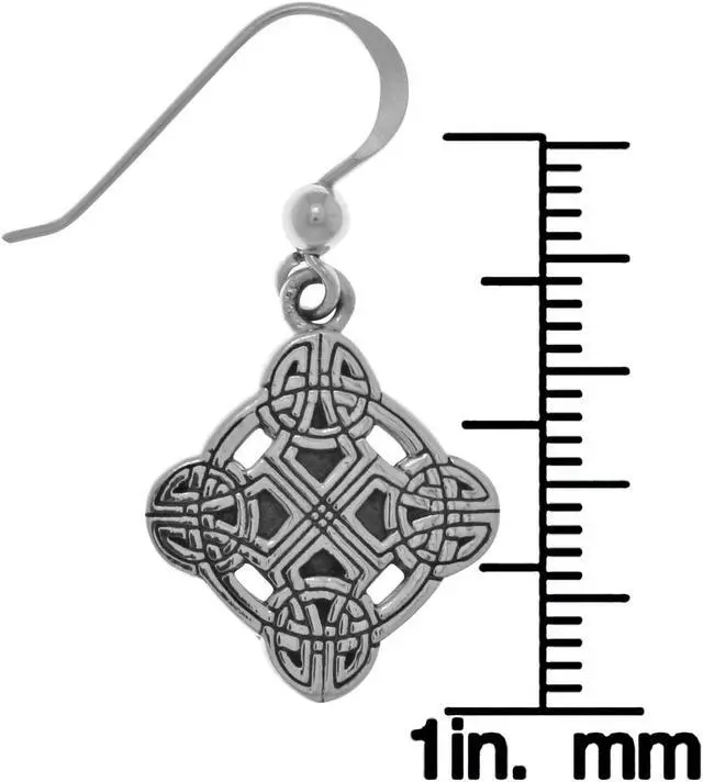 Alt view image 2 of 3 - Jewelry Trends Sterling Silver Celtic Irish Clonmacnoise Cross Dangle Earrings