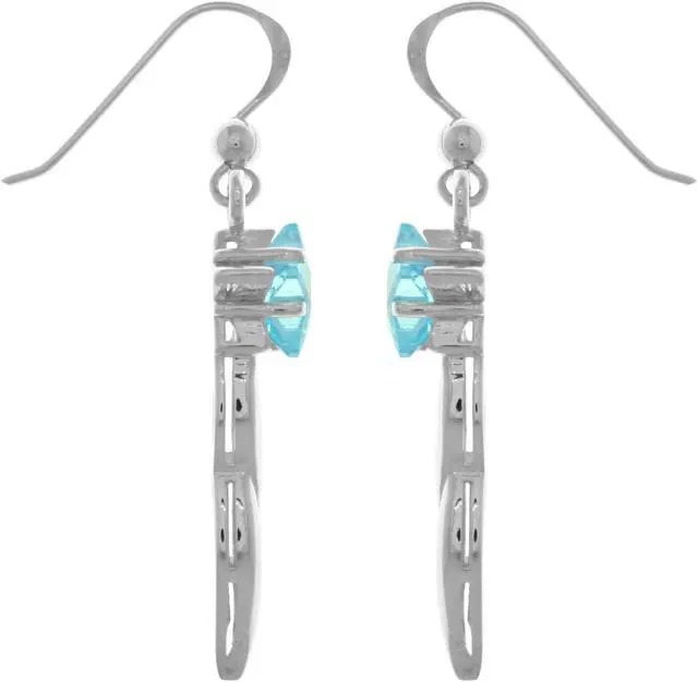 Alt view image 3 of 3 - Jewelry Trends Sterling Silver Shooting Star Dangle Earrings with Blue CZ