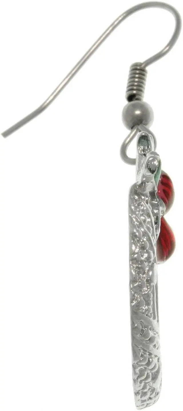 Alt view image 3 of 3 - Jewelry Trends Pewter Christmas Holiday Wreath and Bow Dangle Earrings