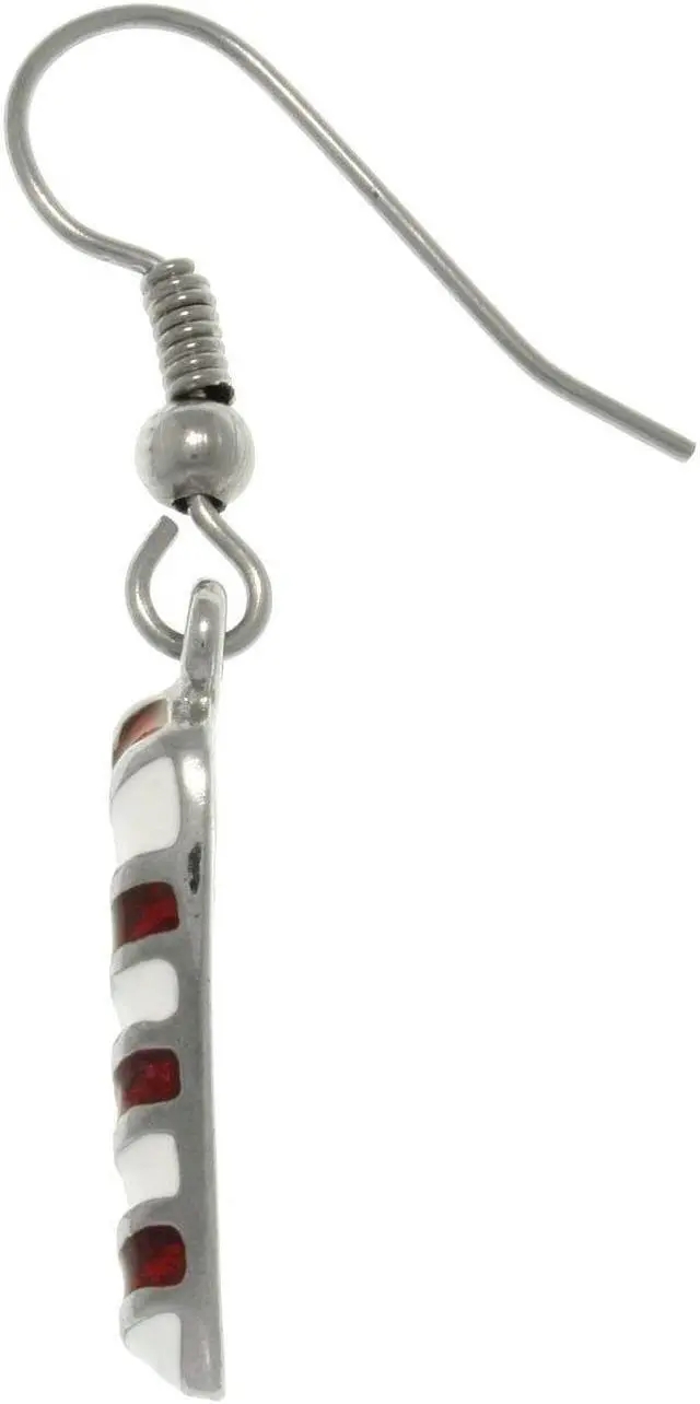 Alt view image 3 of 3 - Jewelry Trends Pewter Holiday Christmas Candy Cane Dangle Earrings with Sparkling Enamel Stripes