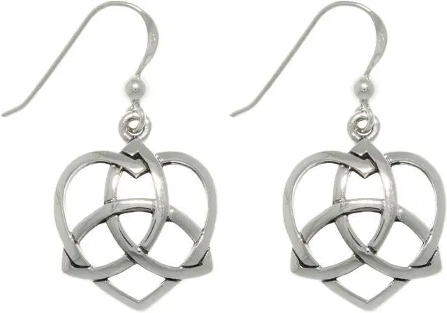 Main image of Jewelry Trends Sterling Silver Celtic Trinity Knot Love Heart Dangle Earrings