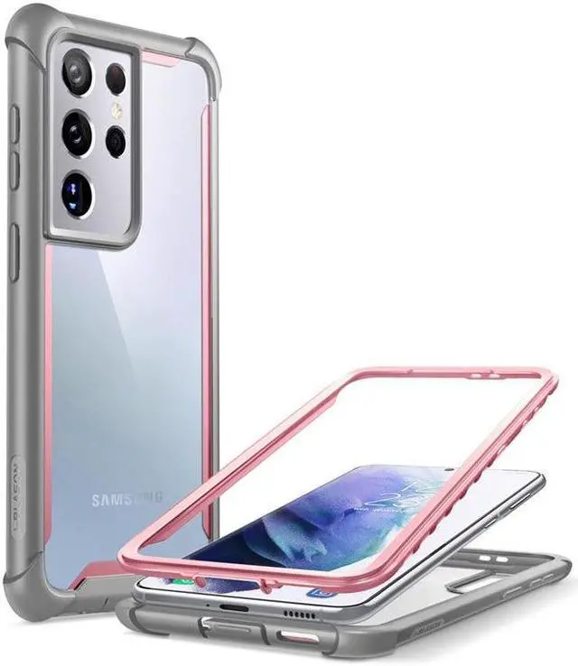 Alt view image 7 of 7 - i-Blason Ares Series Designed for Galaxy S21 Ultra 5G Case (2021 Release), Rugged Clear Bumper Case Without Screen Protector (Pink)