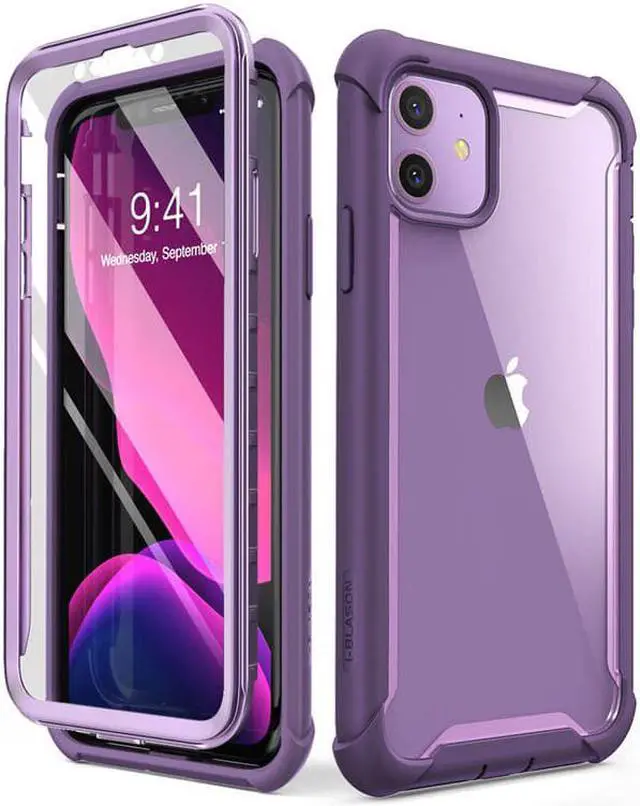 Alt view image 8 of 9 - i-Blason Ares Case for iPhone 11 6.1 inch (2019 Release), Dual Layer Rugged Clear Bumper Case With Built-in Screen Protector (Purple)