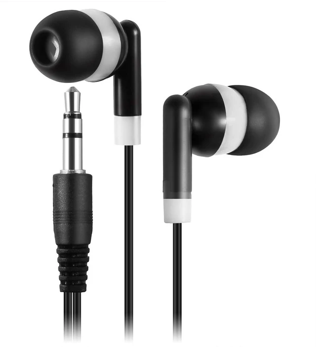 Main image of Bulk Earbuds Headphones Wholesale KWA-08-W Earphones, 100 Pack Disposable Ear Buds Bulk Individually Wrapped Headphones for School Classroom Students White
