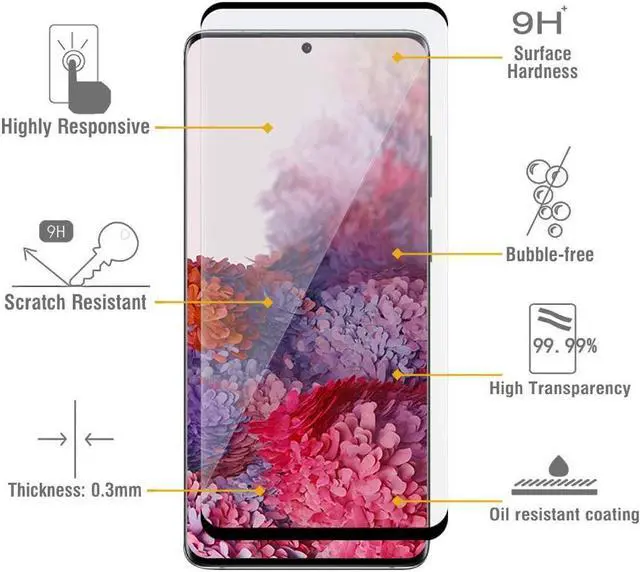 Alt view image 3 of 7 - Teckroot Galaxy S20 Ultra Screen Protector | Tempered Glass Full Coverage Screen Guard | Scratch Resistant Edge Protection for Samsung Galaxy S20 Ultra | 2 Pack