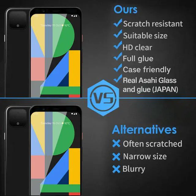 Alt view image 3 of 7 - Teckroot 3 Pack of Screen Protector for Google Pixel 4A Tempered Glass Film [Easy to Apply] [Ultra-Thin] [Anti-Scratch] [No Bubbles] Full Coverage Clear Film