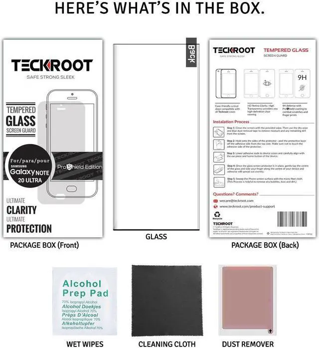 Alt view image 7 of 7 - Teckroot 2 Pack HD Galaxy Note 20 Ultra Screen Protector, [Fingerprint ID Enabled] [3D Full Edge Covered] [9H Hardness] Case Friendly Glass Protector,For Samsung Galaxy Note 20 Ultra 5G (6.9")