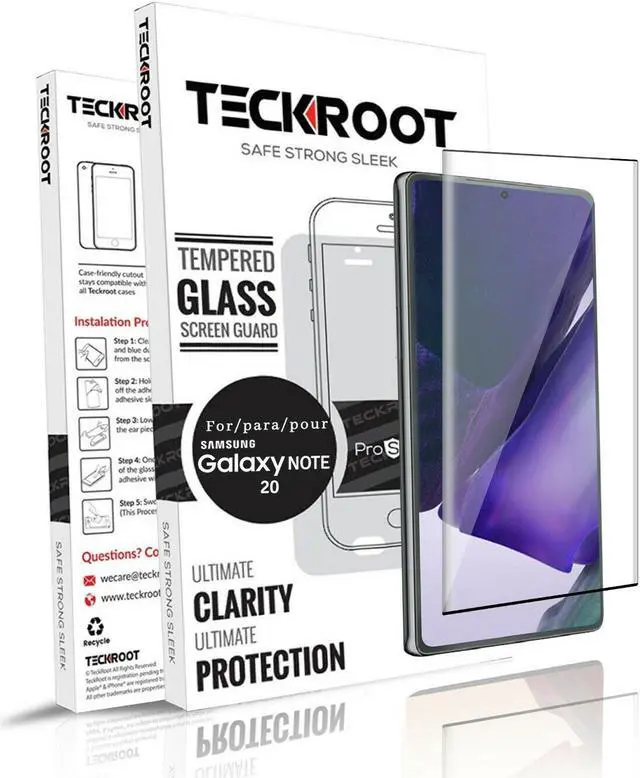 Main image of Teckroot 2 Pack HD Galaxy Note 20 Ultra Screen Protector, [Fingerprint ID Enabled] [3D Full Edge Covered] [9H Hardness] Case Friendly Glass Protector For Galaxy Note 20