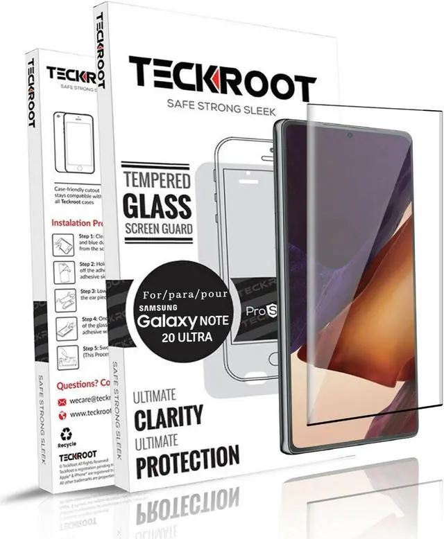 Main image of Teckroot 2 Pack HD Galaxy Note 20 Ultra Screen Protector, [Fingerprint ID Enabled] [3D Full Edge Covered] [9H Hardness] Case Friendly Glass Protector,For Samsung Galaxy Note 20 Ultra 5G (6.9")