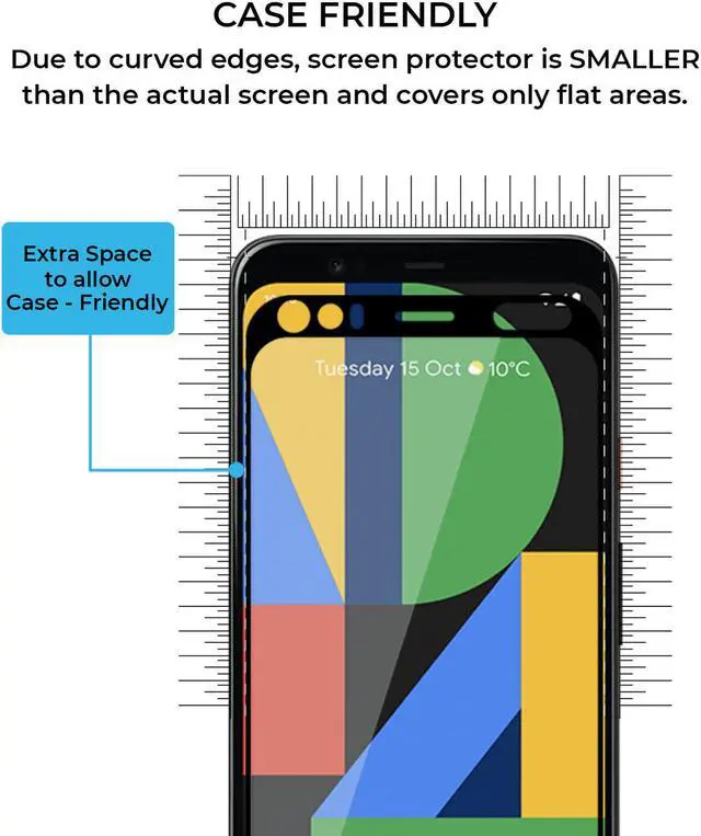 Alt view image 4 of 7 - Teckroot 3 Pack of Screen Protector for Google Pixel 4A Tempered Glass Film [Easy to Apply] [Ultra-Thin] [Anti-Scratch] [No Bubbles] Full Coverage Clear Film