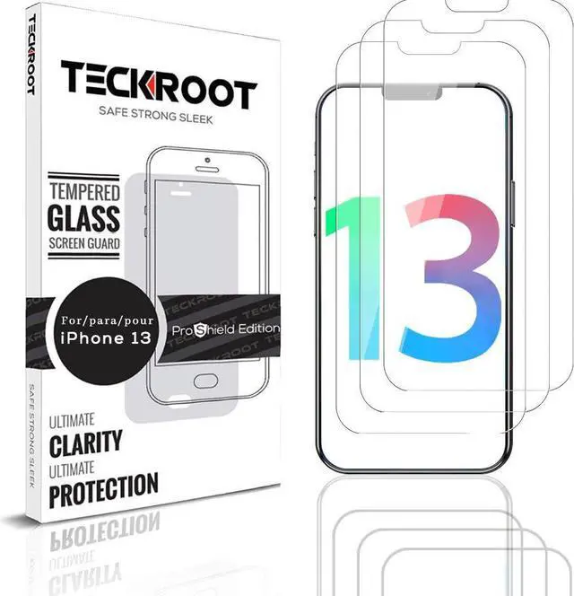 Main image of Teckroot iPhone 13 Screen Protector | Tempered Glass Full Coverage Screen Guard | Scratch Resistant Edge Protection for Apple iPhone 13 | 3 Pack