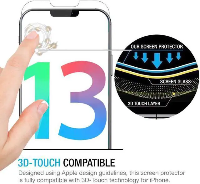 Alt view image 3 of 7 - Teckroot iPhone 13 Screen Protector | Tempered Glass Full Coverage Screen Guard | Scratch Resistant Edge Protection for Apple iPhone 13 | 3 Pack