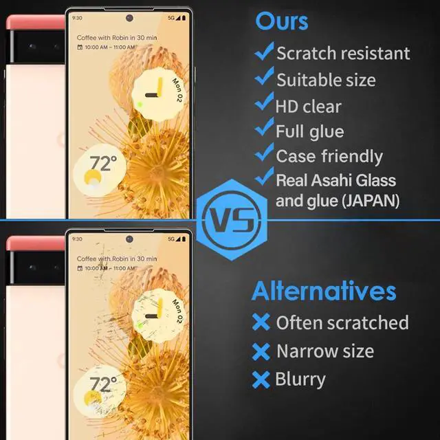 Alt view image 2 of 7 - Teckroot Pixel 6 Pro Screen Protector | Tempered Glass Full Coverage Screen Guard | ( FingerPrint Not Compatible )Scratch Resistant Edge Protection for Google Pixel 6 Pro | 2 Pack