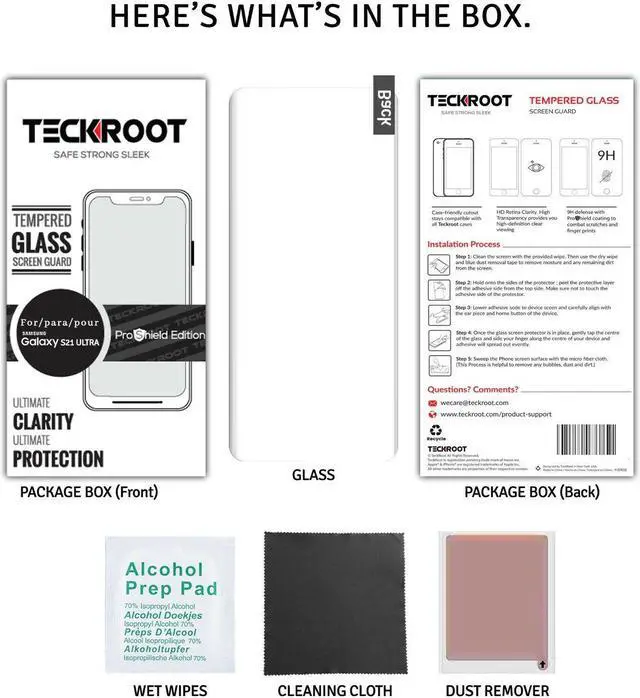 Alt view image 5 of 5 - Teckroot Galaxy S21 Ultra Screen Protector | Tempered Glass Full Coverage Screen Guard | ( FingerPrint Not Compatible )Scratch Resistant Edge Protection for Samsung Galaxy S21 Ultra | 2 Pack