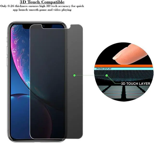 Alt view image 5 of 6 - TeckRoot iPhone XR Privacy [2 Pack ] Tempered Glass Screen Protector [Full Screen] [High Definition] [Bubble Free] [Anti-Scratches] [Easy to Install] Phone Screen Guard