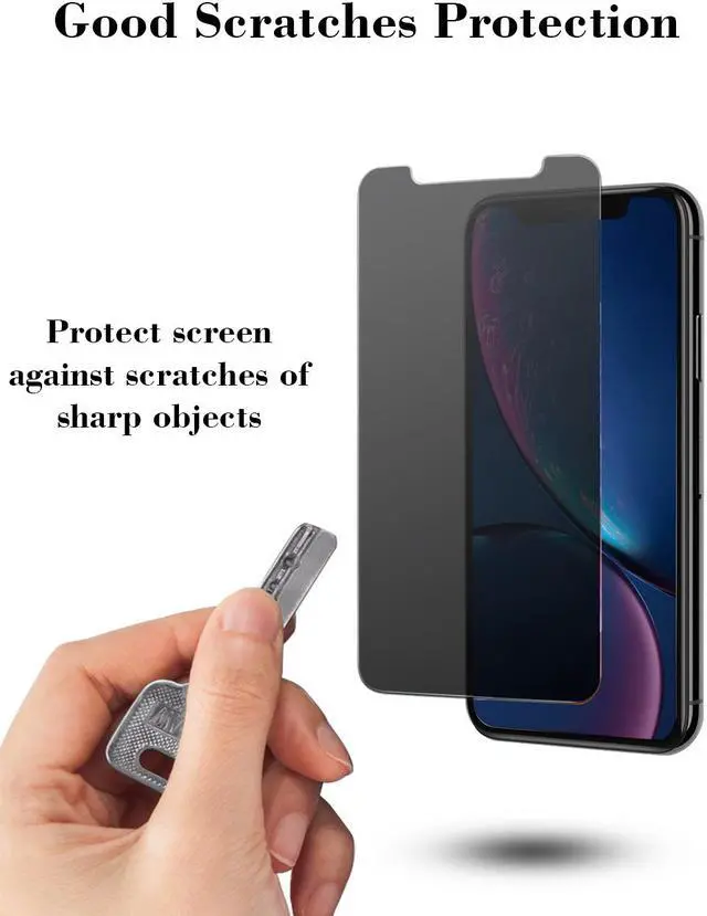 Alt view image 2 of 6 - TeckRoot iPhone XR Privacy [2 Pack ] Tempered Glass Screen Protector [Full Screen] [High Definition] [Bubble Free] [Anti-Scratches] [Easy to Install] Phone Screen Guard