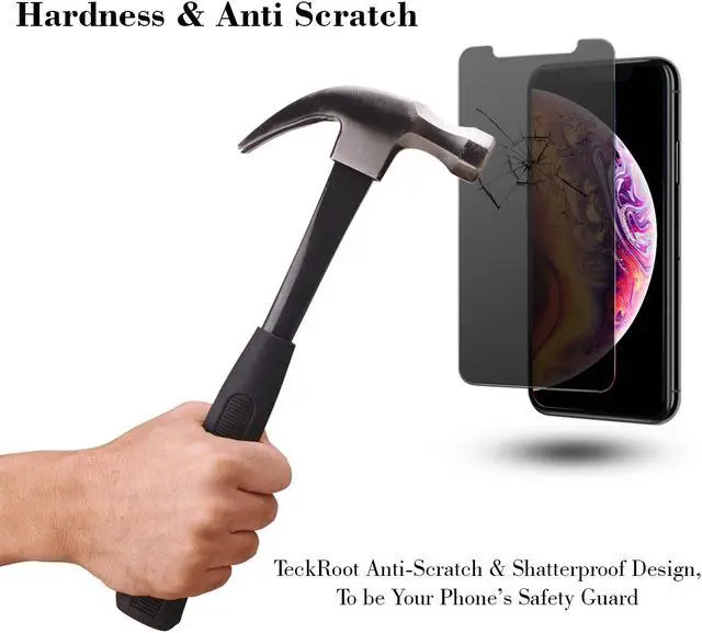 Alt view image 5 of 6 - TeckRoot iPhone Xs Max Privacy [1 Pack ] Tempered Glass Screen Protector [Full Screen] [High Definition] [Bubble Free] [Anti-Scratches] [Easy to Install] Phone Screen Guard