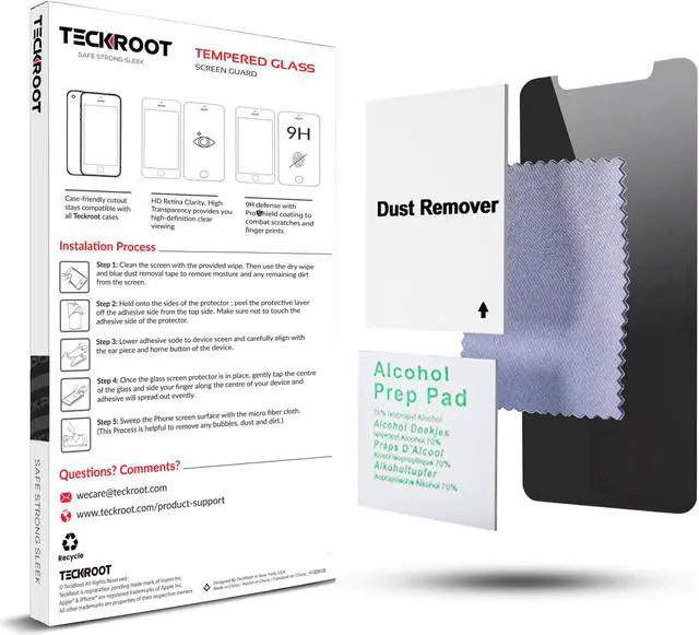 Alt view image 6 of 6 - TeckRoot iPhone Xs Max Privacy [1 Pack ] Tempered Glass Screen Protector [Full Screen] [High Definition] [Bubble Free] [Anti-Scratches] [Easy to Install] Phone Screen Guard