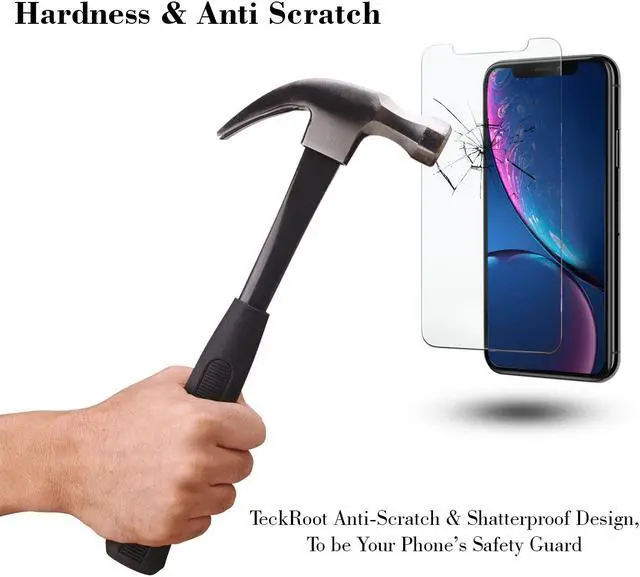 Alt view image 5 of 6 - TeckRoot iPhone XR [3 PACK] Tempered Glass Screen Protector ProShield Edition Full Screen] [High Definition] [Bubble Free] [Anti-Scratches] [Easy to Install]