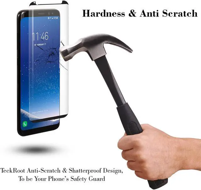 Alt view image 4 of 6 - [3 Pack] TeckRoot Galaxy S8 Tempered Glass Screen Protector ProShield Edition [Edge to Edge Full Coverage] [Bubble Free] [Anti-Scratches] [Easy to Install]
