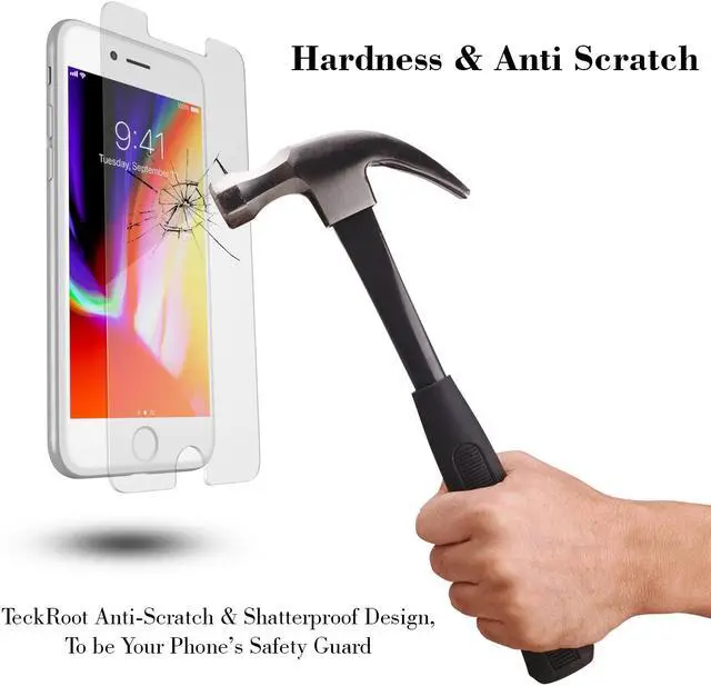 Alt view image 5 of 6 - [3 Pack] TeckRoot iPhone 8 Screen Protector Tempered Glass 9H Hardness,Scratch Proof,Double Defence Technology,Case Friendly,3D Touch,Anti-Fingerprint and Bubble Free