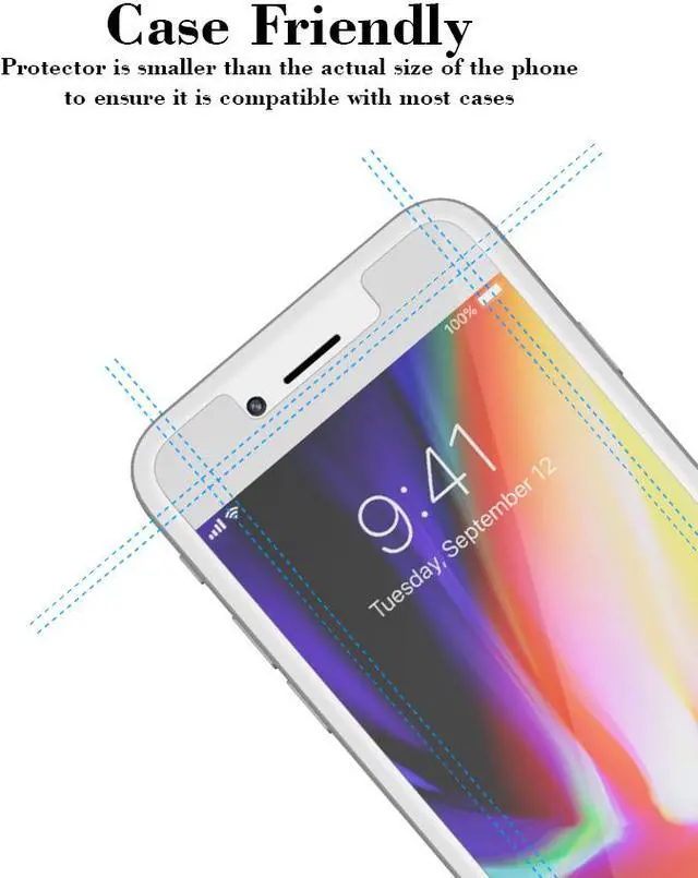 Alt view image 4 of 6 - [3 Pack] TeckRoot iPhone 8 Screen Protector Tempered Glass 9H Hardness,Scratch Proof,Double Defence Technology,Case Friendly,3D Touch,Anti-Fingerprint and Bubble Free