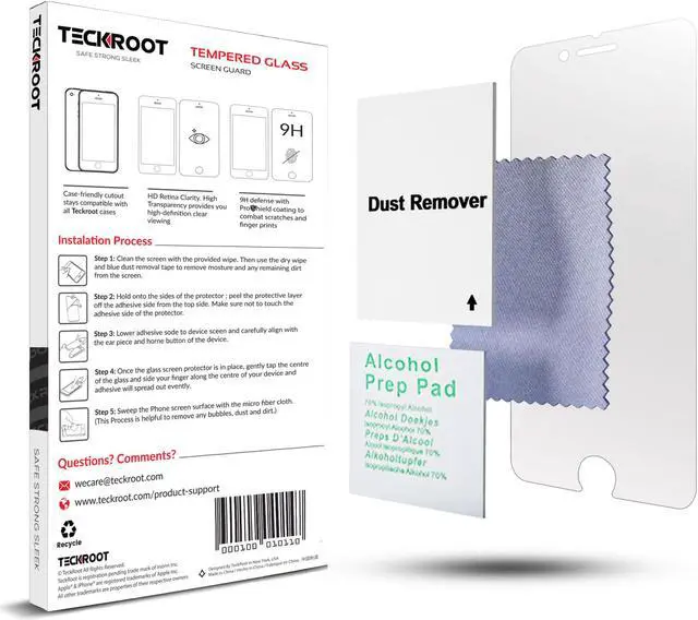 Alt view image 6 of 6 - [3 Pack] TeckRoot iPhone 8 Screen Protector Tempered Glass 9H Hardness,Scratch Proof,Double Defence Technology,Case Friendly,3D Touch,Anti-Fingerprint and Bubble Free