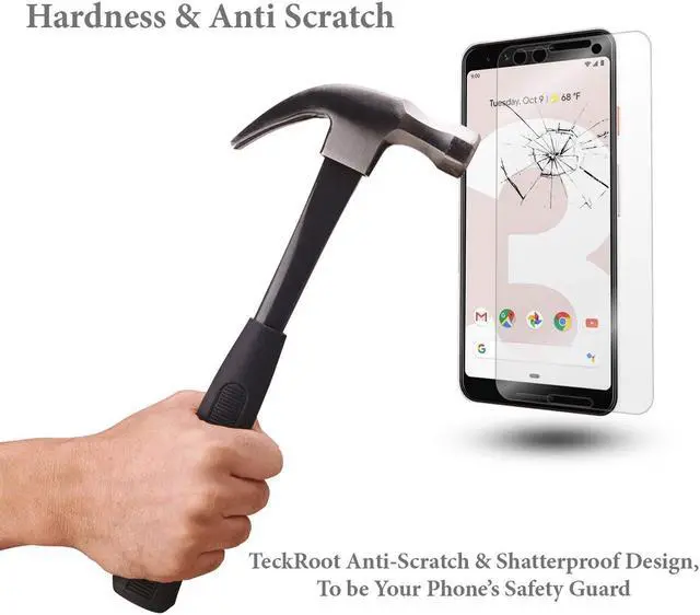 Alt view image 2 of 5 - TeckRoot Google Pixel 3 Tempered Glass Screen Protector [3 Pack] ProShield Edition Full Screen [High Definition] [Bubble Free] [Anti-Scratches] [Easy to Install]