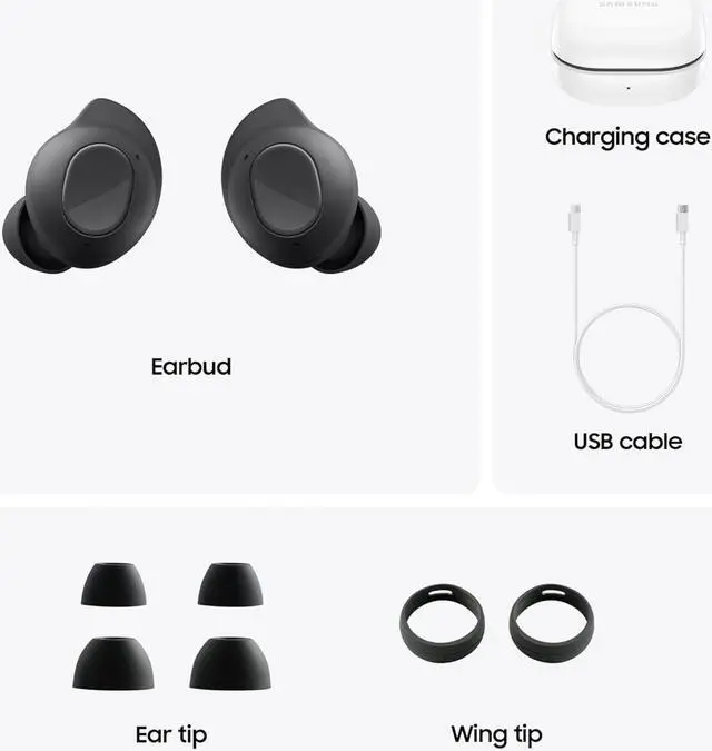 Alt view image 4 of 13 - Samsung Galaxy Buds FE True Wireless Bluetooth Earbuds  SM-R400NZAAXAR - Graphite