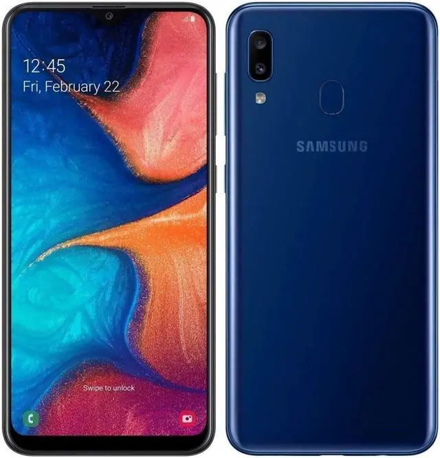 Alt view image 6 of 6 - Samsung Galaxy A20 A205G 32GB Dual Sim Unlocked GSM Phone w/ Dual 13MP Camera - Deep Blue