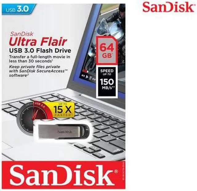 Alt view image 3 of 7 - SanDisk 64GB Ultra Flair CZ73 USB 3.0 Flash Drive, Speed Up to 150MB/s (SDCZ73-064G-G46 )
