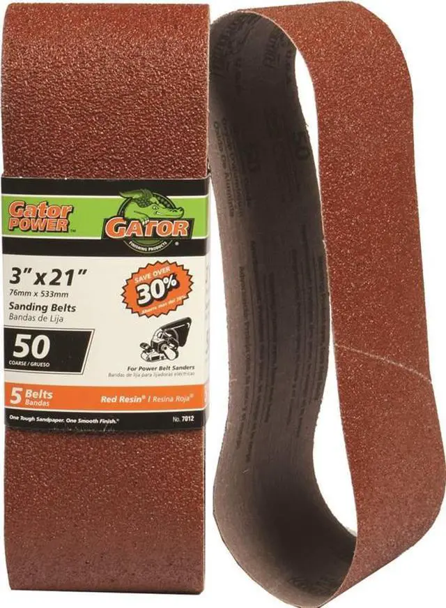 Alt view image 5 of 5 - Ali Industries 7012 3X21 50-Grit Aluminum Oxide Belt 5-Pack Aluminum Oxide - Pac