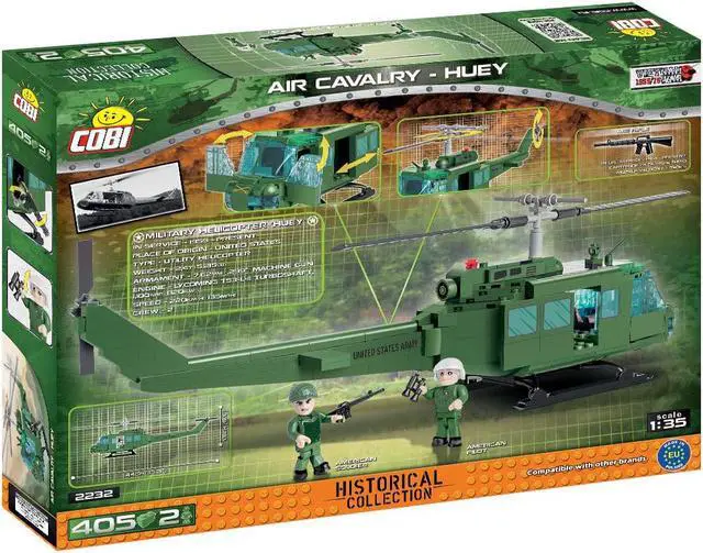 Alt view image 6 of 6 - COBI Small Army Air Cavalry - Huey Vietnam Helicopter Building Block Set # 2232