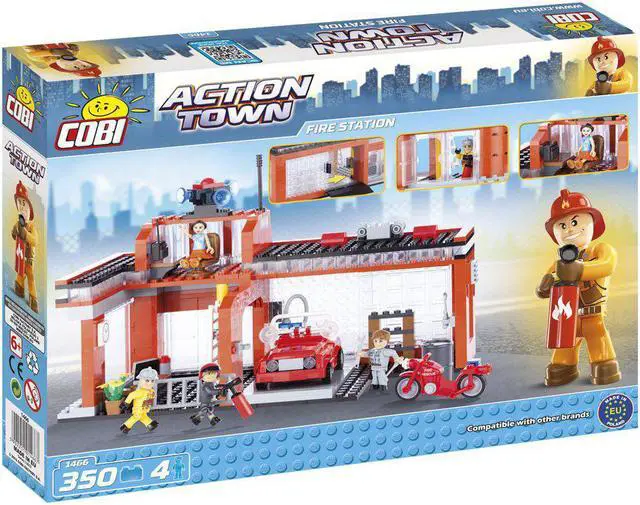 Alt view image 2 of 5 - COBI Action Town Fire Station - Building Block Firefighter Play Set # 1466