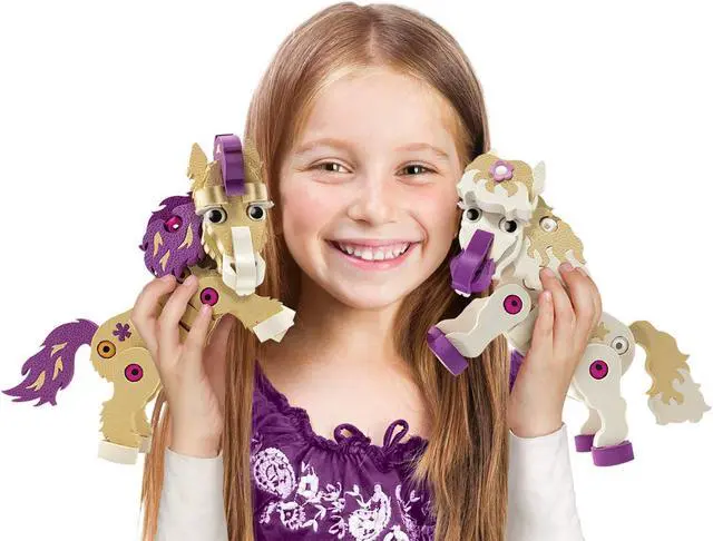 Alt view image 4 of 5 - Bloco Toys Build-a-Friend Ponies Kit - Educational STEM Toy - Equestrian Animal Horses - DIY Interlocking Foam Building Block Construction Set (191 Pieces)