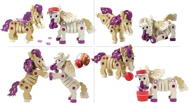 Alt view image 5 of 5 - Bloco Toys Build-a-Friend Ponies Kit - Educational STEM Toy - Equestrian Animal Horses - DIY Interlocking Foam Building Block Construction Set (191 Pieces)