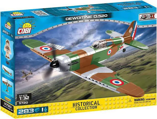 Alt view image 3 of 7 - COBI TOYS World War II Dewoitine D.520 Aircraft Fighter Plane - Model WW2 Interlocking Building Block Set # 5720