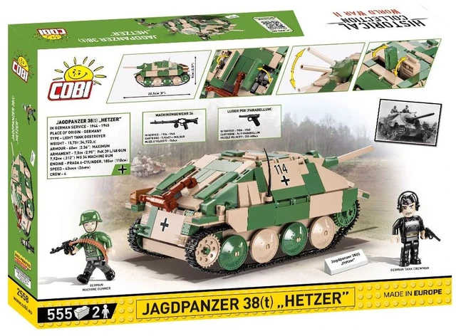 Alt view image 2 of 7 - COBI TOYS World War II Jagdpanzer 38 Sd.Kfz. 138/2 Hetzer Tank - Model WW2 Interlocking Building Block Set # 2558