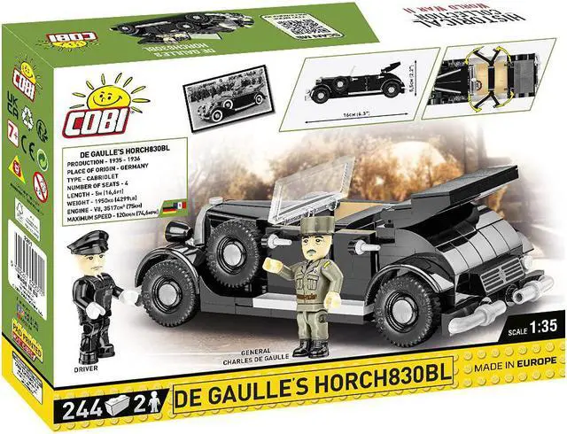 Alt view image 2 of 7 - COBI TOYS World War II Charles De Gaulle's Horch 830BL Vehicle - Model WW2 Interlocking Building Block Set # 2261