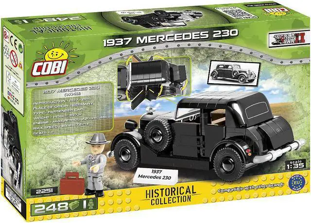 Alt view image 2 of 6 - COBI TOYS World War II 1937 Mercedes-Benz W143 Type 230 Car - Model WW2 Interlocking Building Block Set # 2251