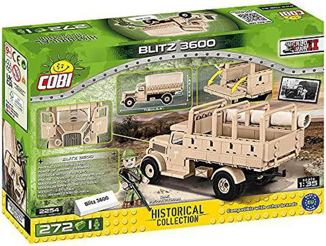 Alt view image 2 of 7 - COBI TOYS World War II Blitz 3600 Army Transport Truck - Model WW2 Interlocking Building Block Set # 2254