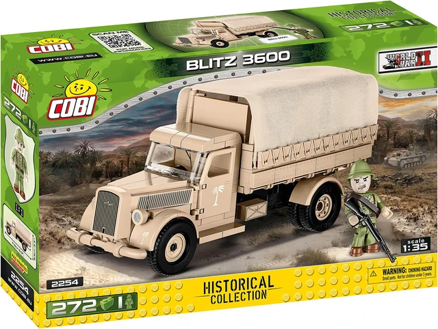 Alt view image 3 of 7 - COBI TOYS World War II Blitz 3600 Army Transport Truck - Model WW2 Interlocking Building Block Set # 2254