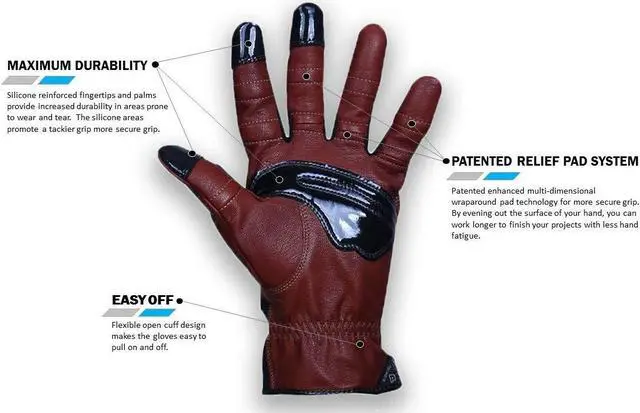 Alt view image 3 of 7 - Bionic Men's Tough Pro with Natural Fit Premium Leather Work Gardening Glove Brown (PAIR)
