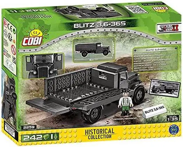 Alt view image 2 of 7 - COBI TOYS World War II Opel Blitz 3.6-36S Army Transport Truck Vehicle - Model WW2 Interlocking Building Block Set # 2259