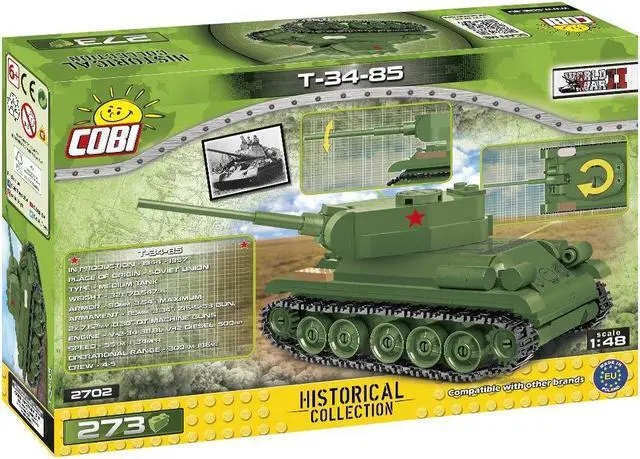 Alt view image 2 of 6 - COBI Historical Collection WWII T-34-85 Green Model Building Block Set