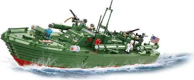 Alt view image 3 of 7 - COBI TOYS World War II US Navy Elco PT Patrol Torpedo Boat PT-109 - Model WW2 Interlocking Building Block Set # 4825