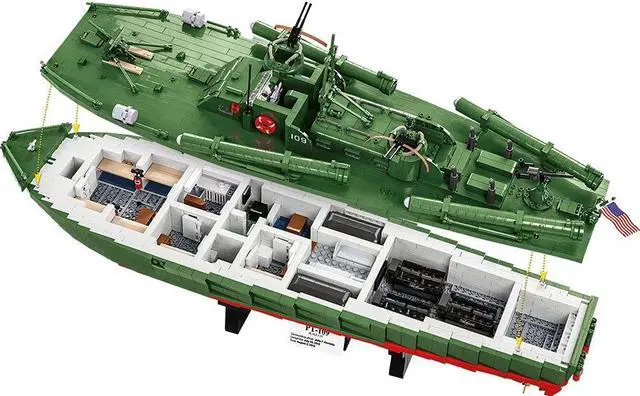 Alt view image 4 of 7 - COBI TOYS World War II US Navy Elco PT Patrol Torpedo Boat PT-109 - Model WW2 Interlocking Building Block Set # 4825