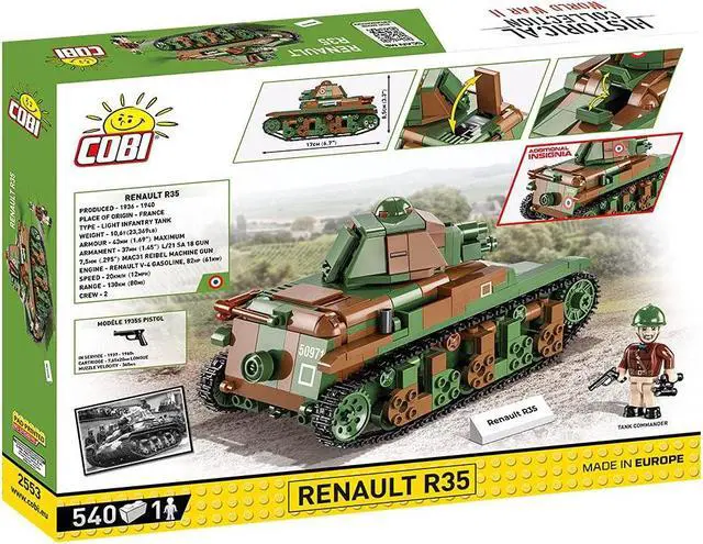 Alt view image 2 of 7 - COBI TOYS World War II Renault R-35 Tank - Model WW2 Interlocking Building Block Set # 2553